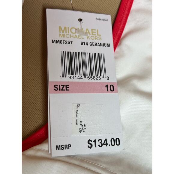 Michael Kors Geranium Zebra Spine Racerback One Piece Swimsuit 10 NWT - Picture 5 of 5